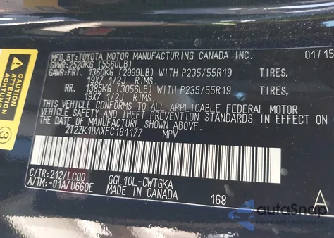 2015 Lexus Rx 350 z USA, uszkodzony, nr VIN 2T2ZK1BAXFC181177